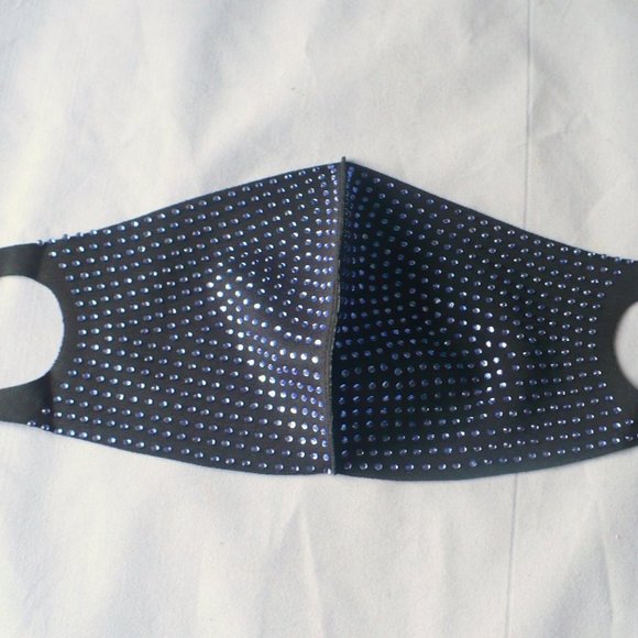 ❤️ Rhinestone Blue Stud Face Mask  Beautiful Glam Mask - Picture 2 of 6